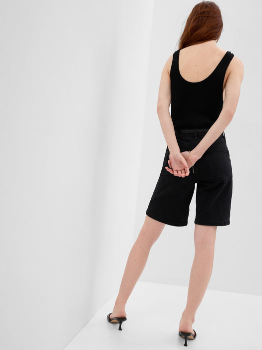 10" High Rise Stride Denim Bermuda Shorts with Washwell