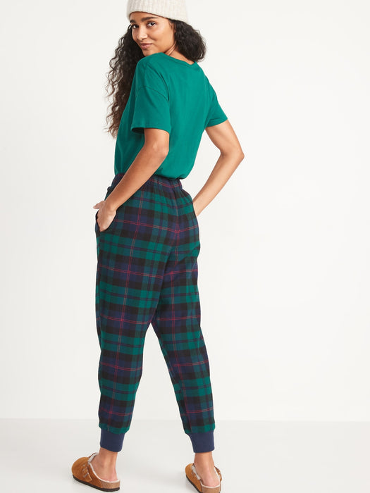 Printed Flannel Jogger Pajama Pants for Women