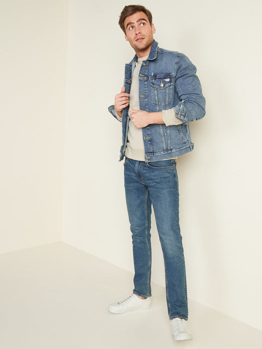 Distressed Built-In Flex Jean Jacket for Men