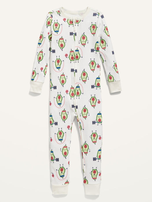 Unisex 2-Way-Zip Printed Pajama One-Piece for Toddler & Baby