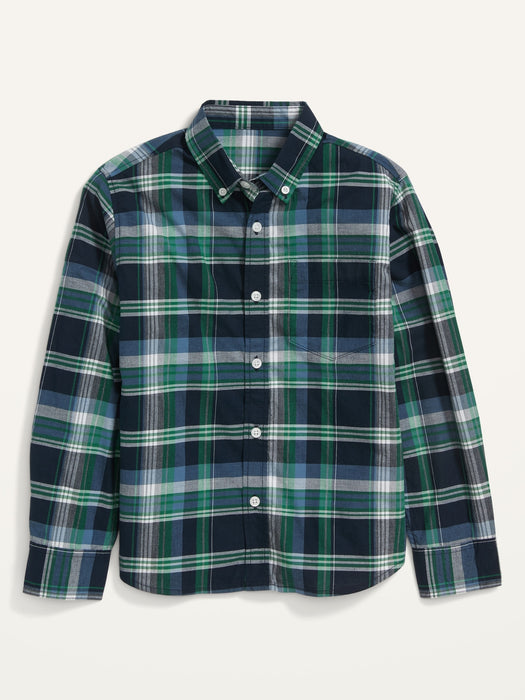 Built-In Flex Plaid Poplin Shirt For Boys
