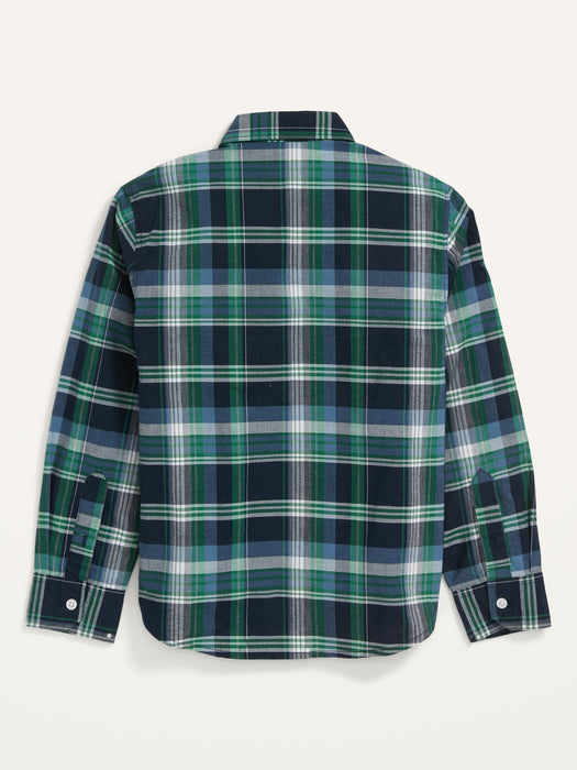 Built-In Flex Plaid Poplin Shirt For Boys