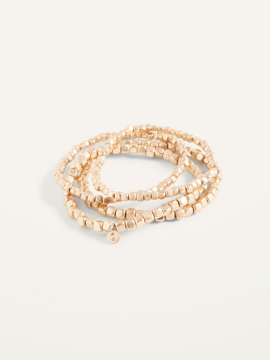 Gold-Toned Beaded Stretch Bracelet 4-Pack For Women