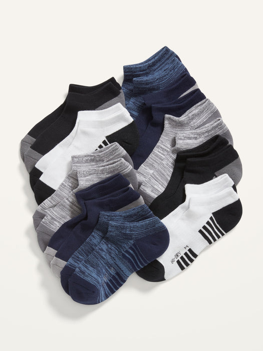 Gender-Neutral Go-Dry Ankle Socks 10-Pack for Kids