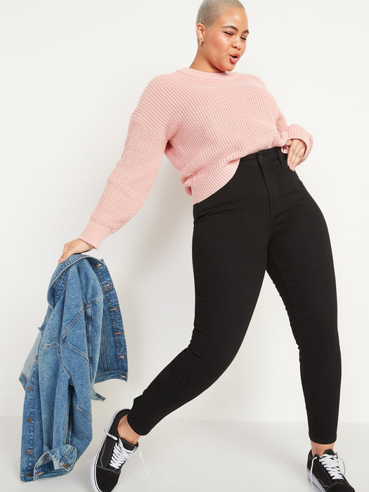 High-Waisted Pop Icon Black Skinny Jeans for Women