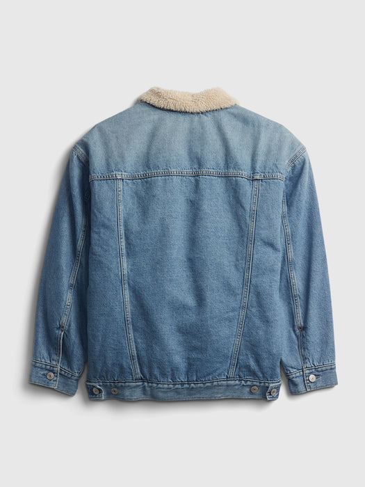 Teen Oversized Denim Sherpa Jacket