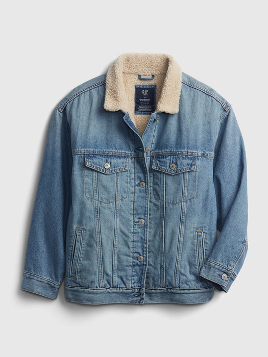 Teen Oversized Denim Sherpa Jacket