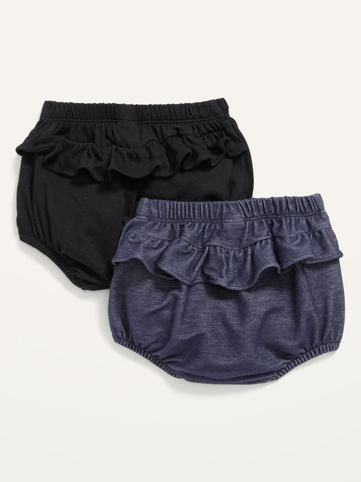 Unisex Jersey Ruffle-Back Bloomer Shorts 2-Pack for Baby