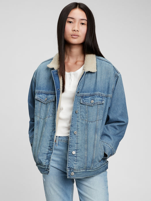 Teen Oversized Denim Sherpa Jacket