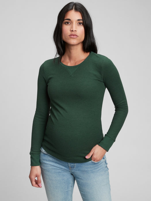 Maternity Waffle Crewneck T-Shirt