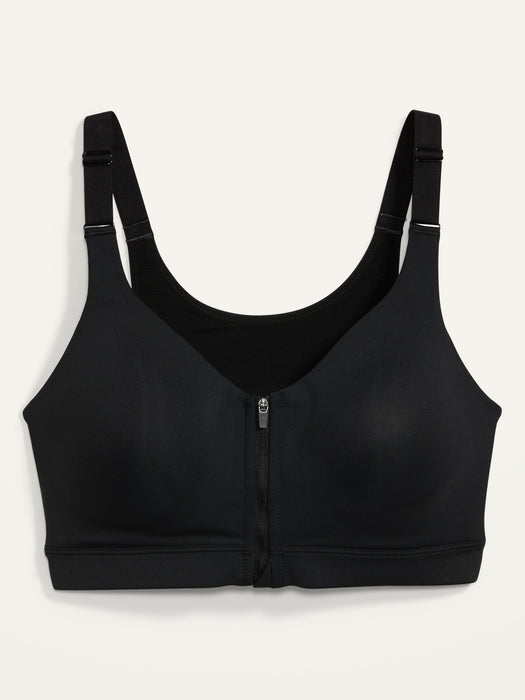 High-Support PowerSoft Zip-Front Sports Bra for Women 38DDD-48D