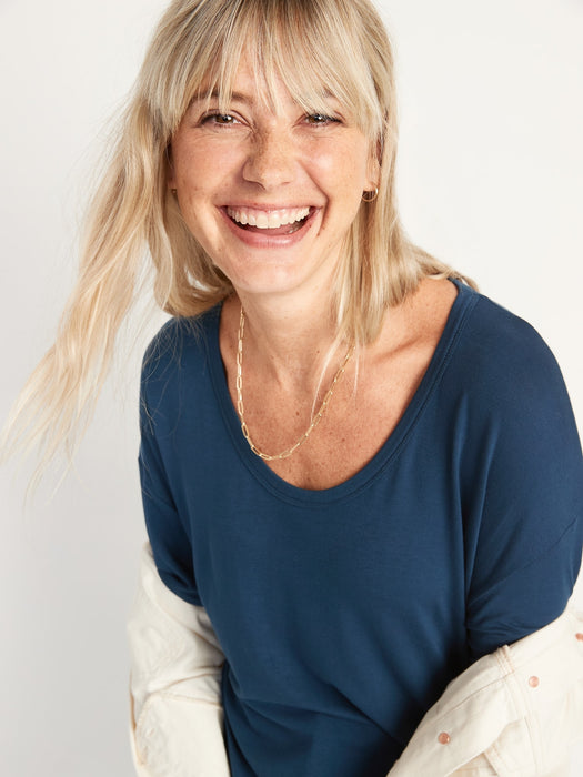 Oversized Luxe Voop-Neck Tunic T-Shirt for Women