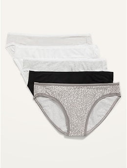 Mid-Rise Supima® Cotton-Blend Bikini Underwear 5-Pack for Women