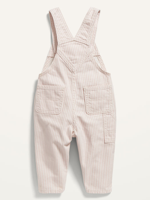 Unisex Pink-Stripe Jean Overalls for Baby