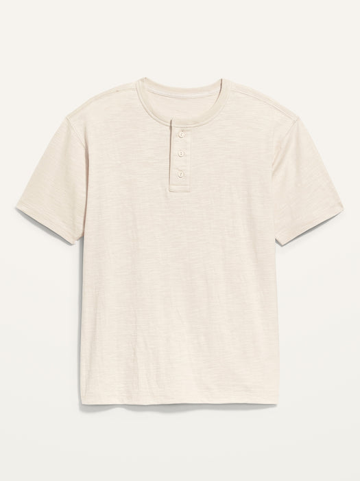 Slub-Knit Workwear Henley T-Shirt for Men