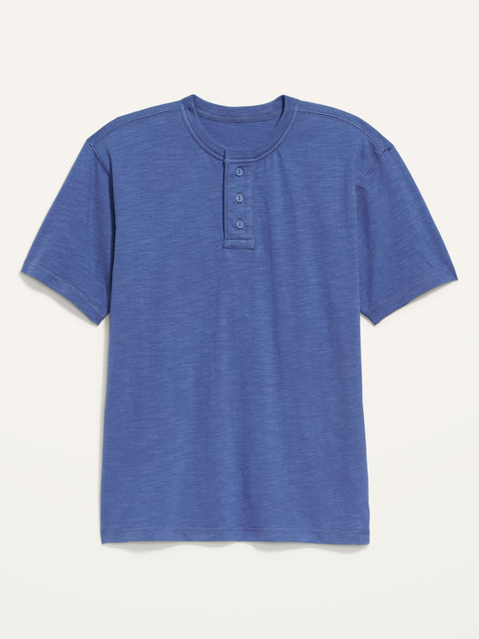 Slub-Knit Workwear Henley T-Shirt for Men