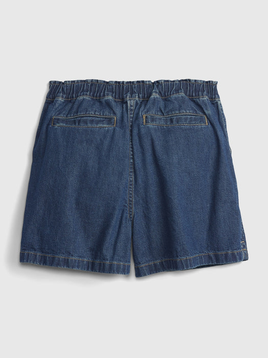 Kids High Rise Pleated Shorts