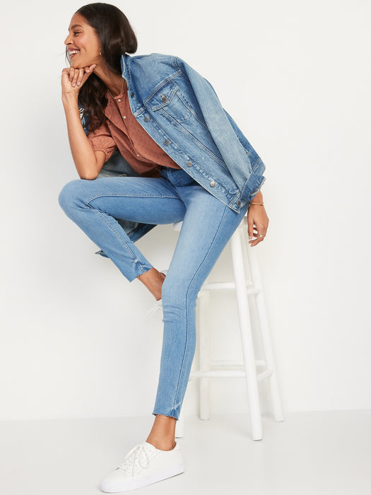 High-Waisted Rockstar 360° Stretch Super-Skinny Cut-Off Ankle Jeans for Women