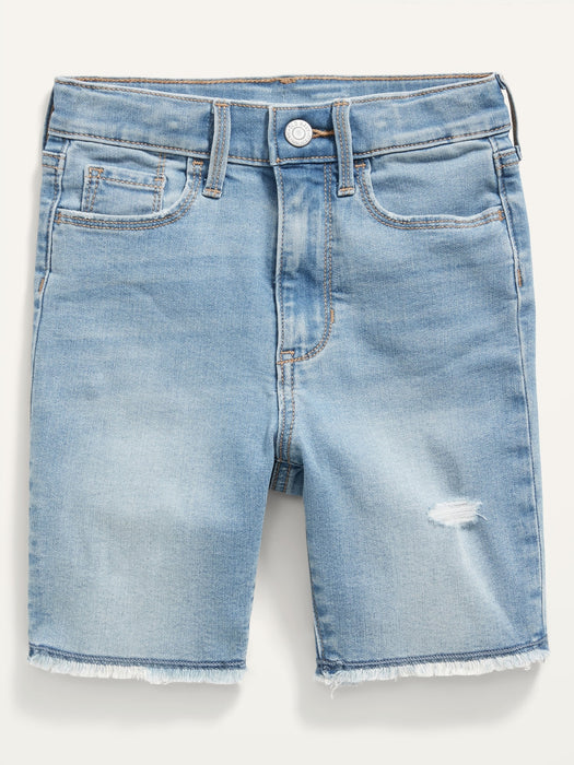 Extra High-Waisted Rockstar 360° Stretch Ripped Jean Bermuda Shorts for Girls