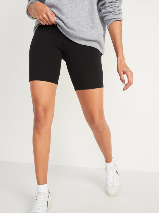 High-Waisted Jersey Biker Shorts -- 8-inch inseam