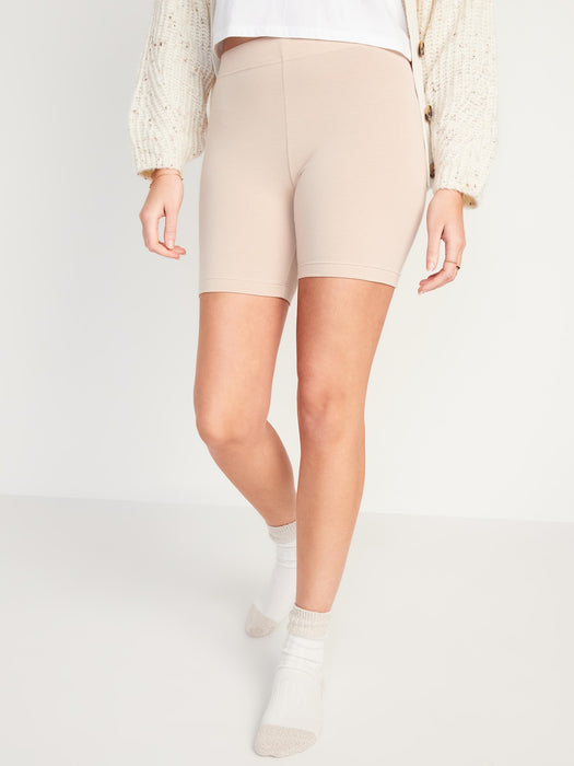 High-Waisted Jersey Biker Shorts -- 6-inch inseam