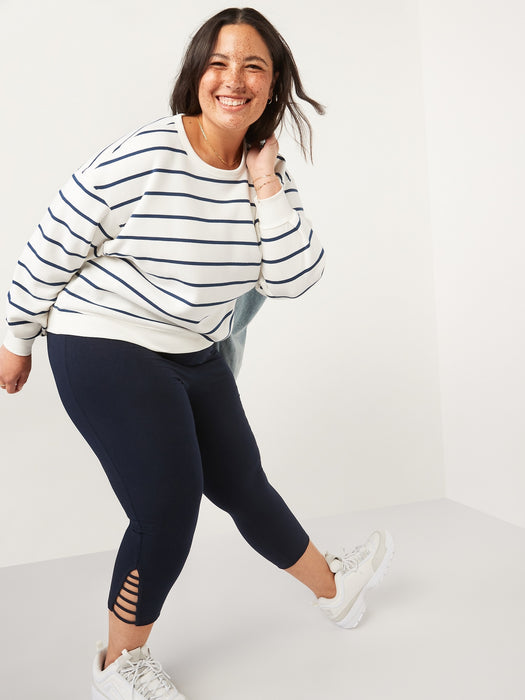 High-Waisted Cropped Lattice-Hem Leggings For Women