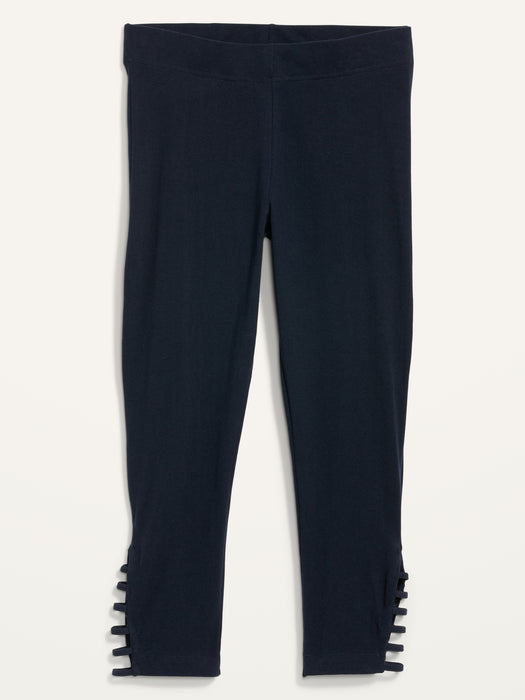 High-Waisted Cropped Lattice-Hem Leggings For Women