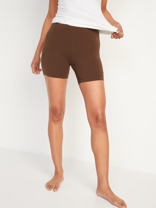 High-Waisted Jersey Biker Shorts -- 6-inch inseam