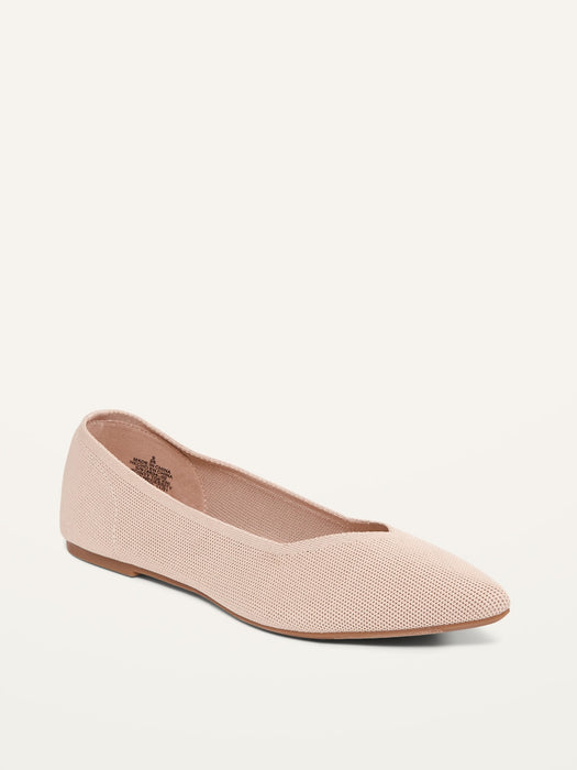 Textured-Knit Pointy-Toe Ballet Flats
