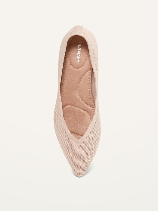 Textured-Knit Pointy-Toe Ballet Flats