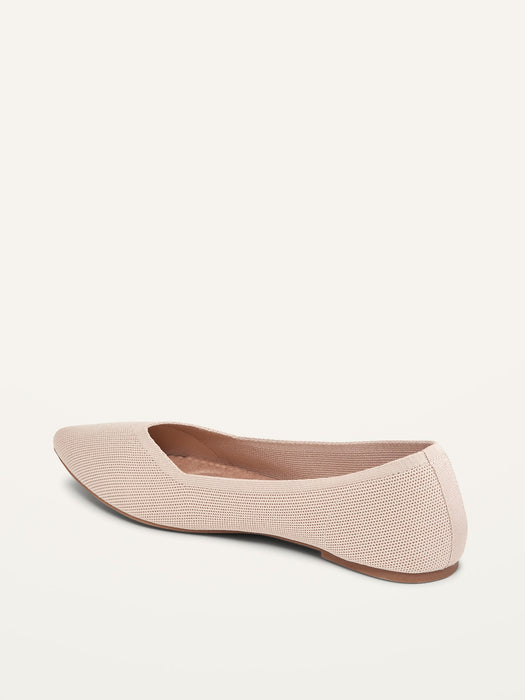 Textured-Knit Pointy-Toe Ballet Flats