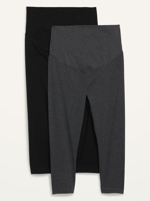 Maternity 2-Pack Full-Panel Cropped Jersey Leggings