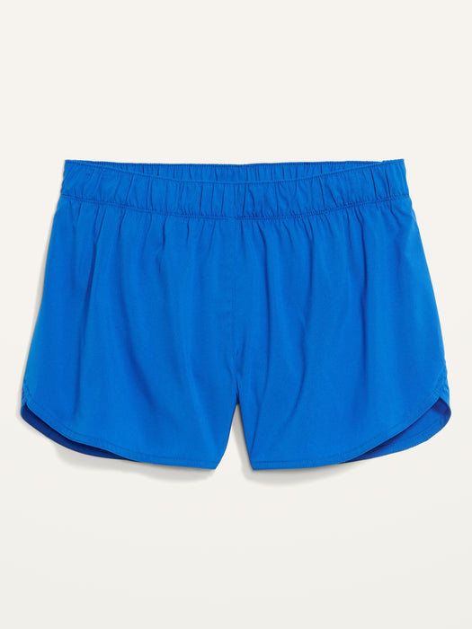 Mid-Rise StretchTech Dolphin-Hem Run Shorts for Women -- 3-inch inseam