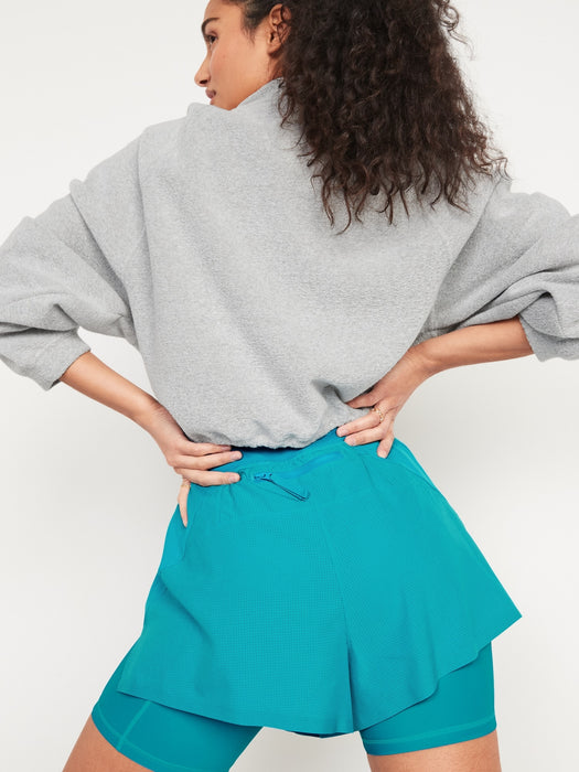 High-Waisted 2-in-1 StretchTech Run Shorts + Biker Shorts for Women -- 3-inch inseam