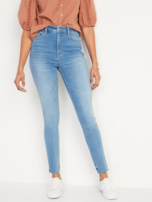 High-Waisted Rockstar 360° Stretch Super-Skinny Cut-Off Ankle Jeans for Women