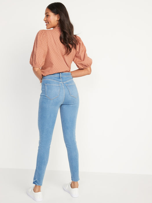 High-Waisted Rockstar 360° Stretch Super-Skinny Cut-Off Ankle Jeans for Women