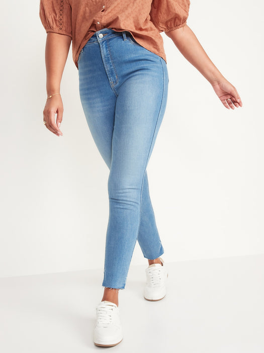 High-Waisted Rockstar 360° Stretch Super-Skinny Cut-Off Ankle Jeans for Women