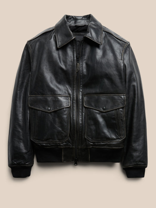 BR ARCHIVES Leather Aviator Jacket