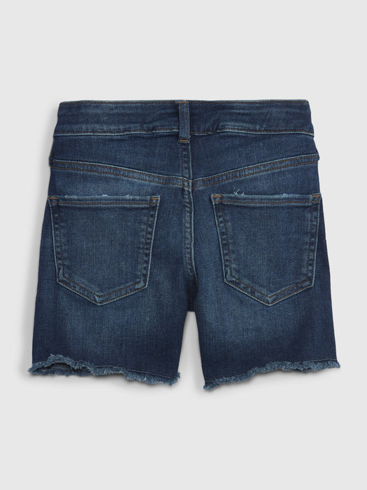 Kids High Rise Midi Denim Shorts with Washwell
