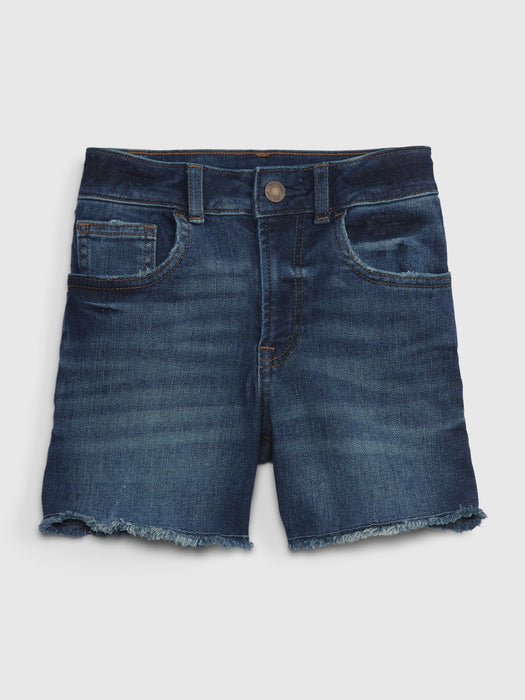 Kids High Rise Midi Denim Shorts with Washwell