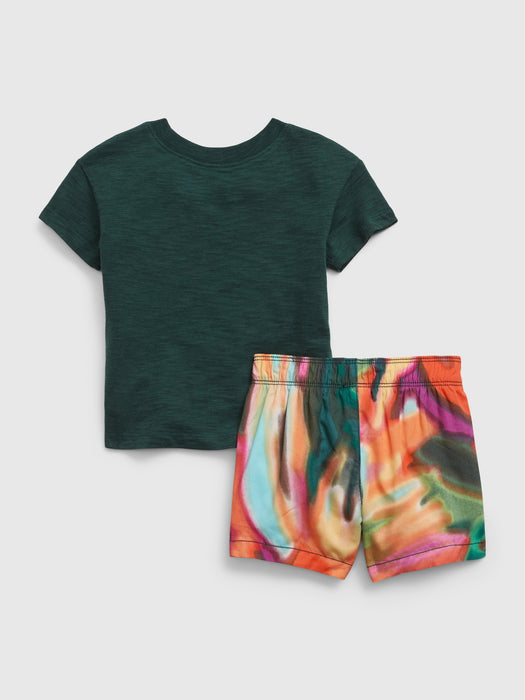 Baby Pocket T-Shirt & Printed Shorts Outfit Set