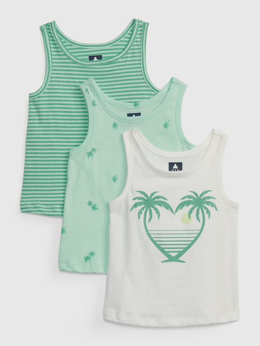 Toddler 100% Organic Cotton Mix and Match Graphic Tank Top (3-Pack)