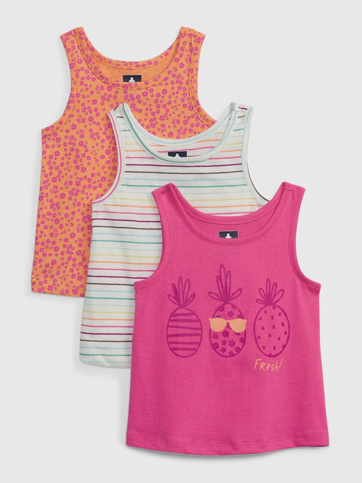 Toddler 100% Organic Cotton Mix and Match Graphic Tank Top (3-Pack)