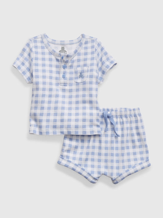 Baby 100% Organic Cotton Henley Two-Piece Outfit Set