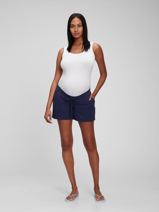 Maternity Linen-Cotton Pull-On Shorts