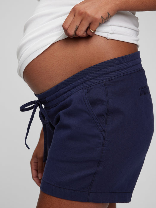 Maternity Linen-Cotton Pull-On Shorts
