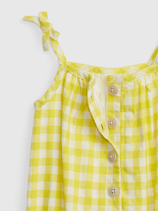 Baby Linen-Cotton Gingham Bubble Shorty One-Piece
