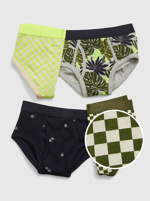 Kids 100% Organic Cotton Palm Print Briefs (4-Pack)