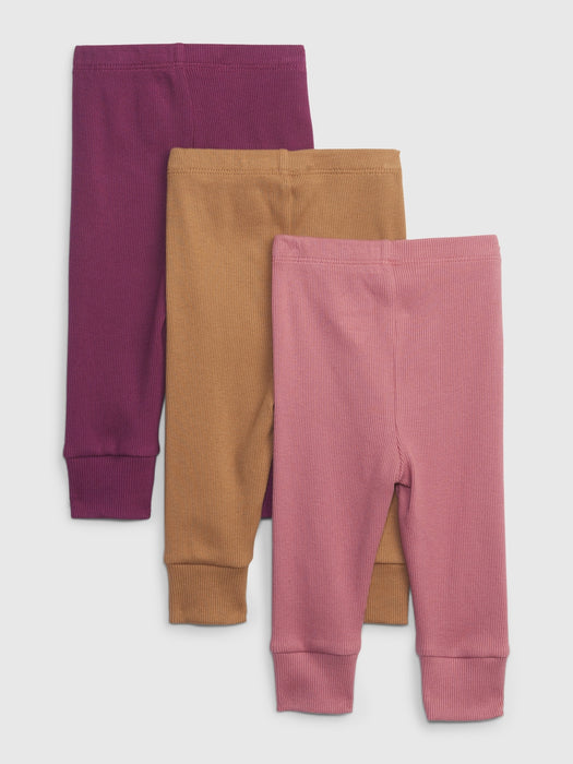 Baby Organic Cotton Rib Pants (3-Pack)