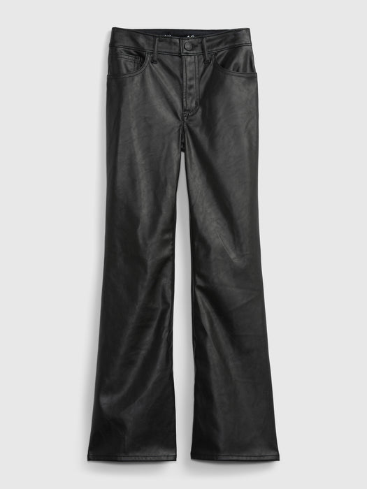 Kids High Rise Faux-Leather Flare Pants